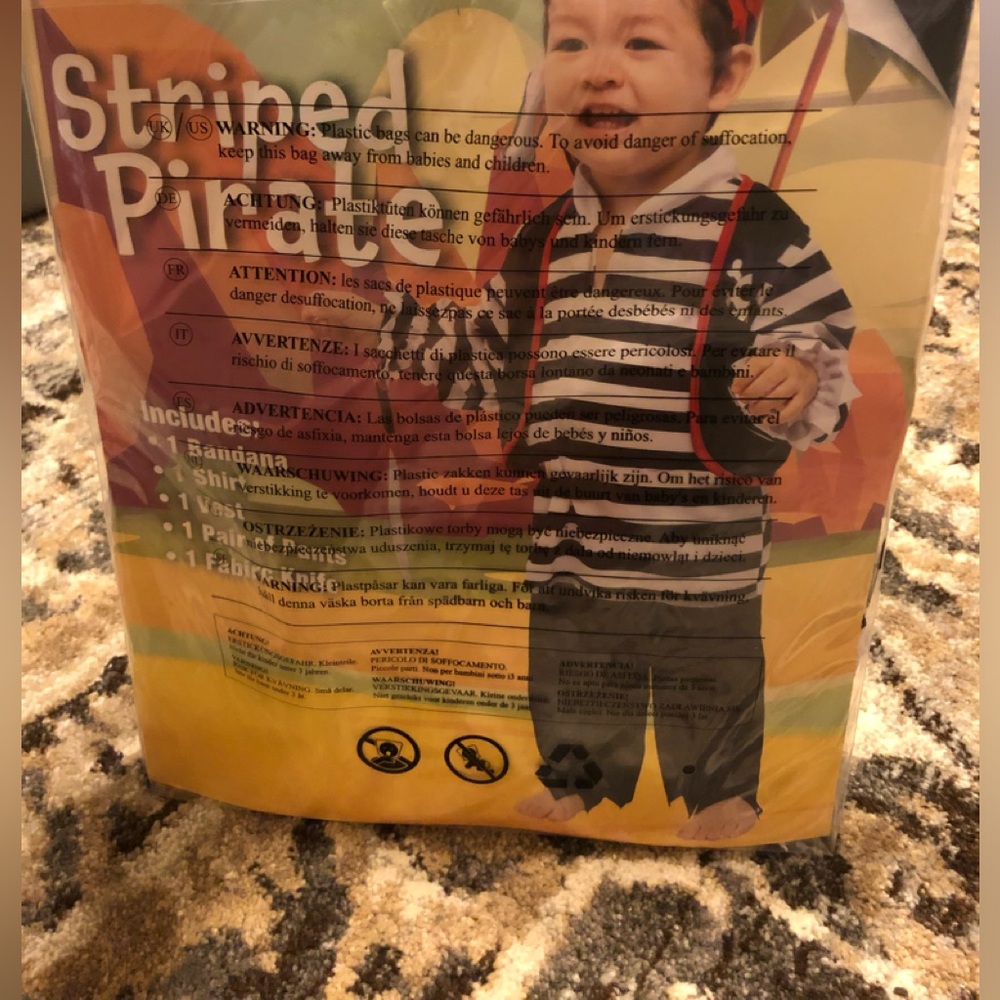 Striped Pirate Costume 18-24 months